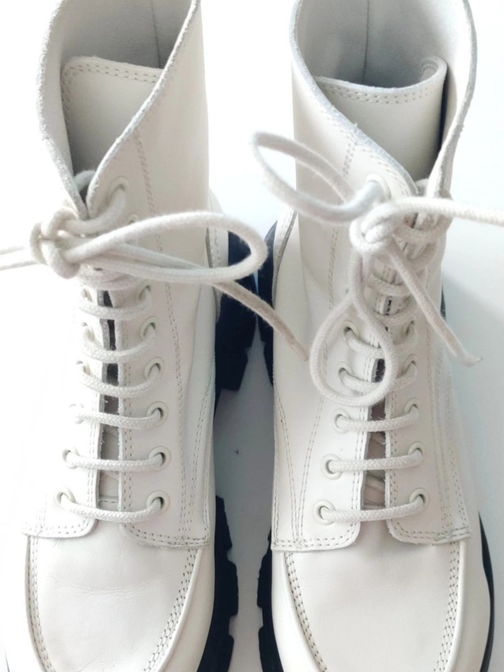 Topshop Womens Euro 38/7.5US Combat Boots Platform White Leather...